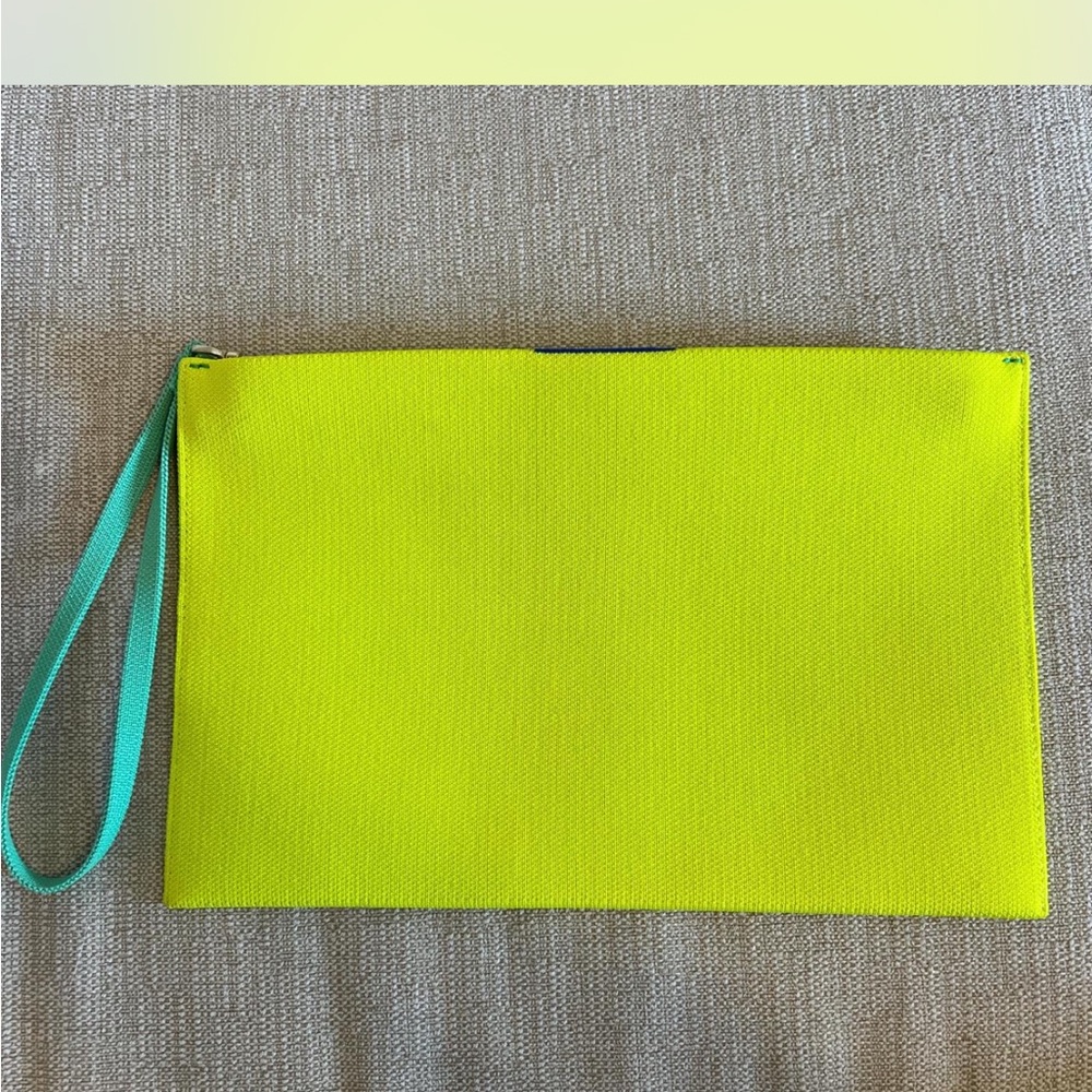 Rothy's Convertible Clutch Neon green Canvas Clutch with turquoise Strap
